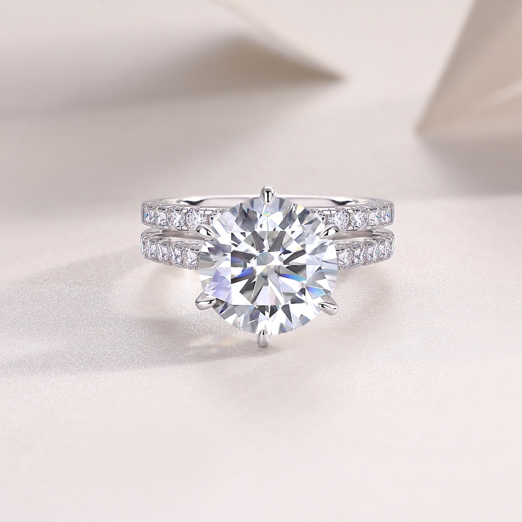 Twostar 5 Carat Moissanite Solitaire Ring in Sterling Silver