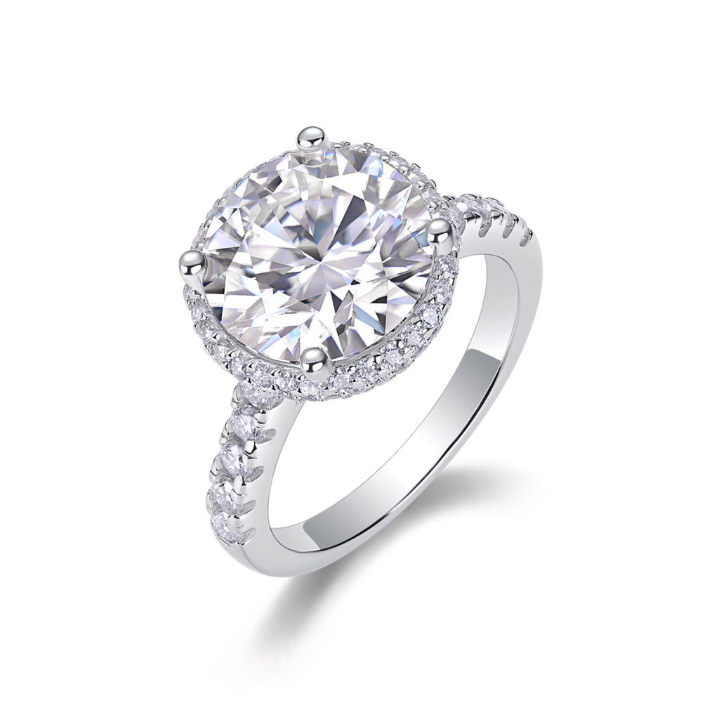 Starlace 5 Carat Moissanite Halo Ring in Sterling Silver