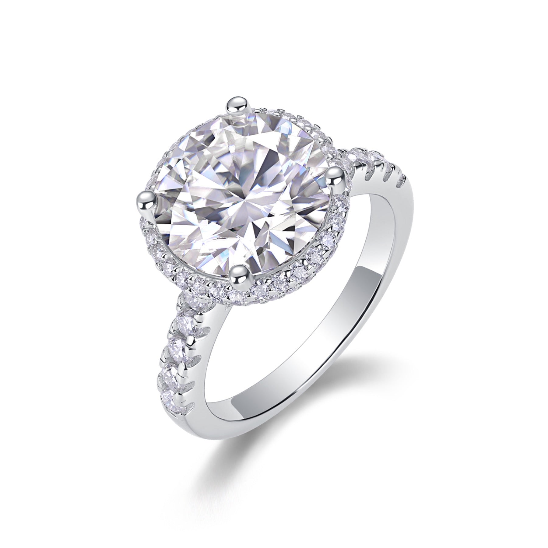 Starlace 5 Carat Moissanite Halo Ring in Sterling Silver