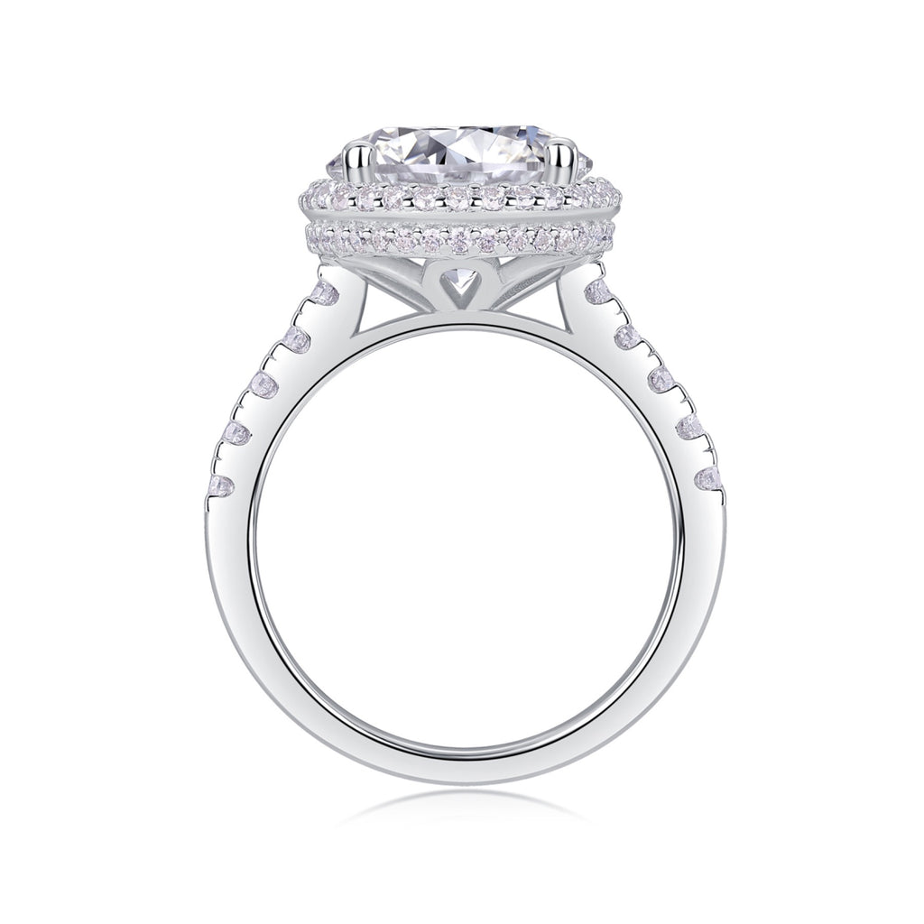 Starlace 5 Carat Moissanite Halo Ring in Sterling Silver