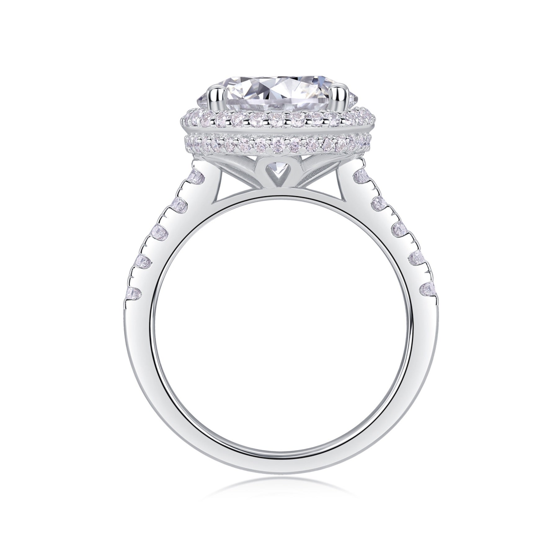 Starlace 5 Carat Moissanite Halo Ring in Sterling Silver