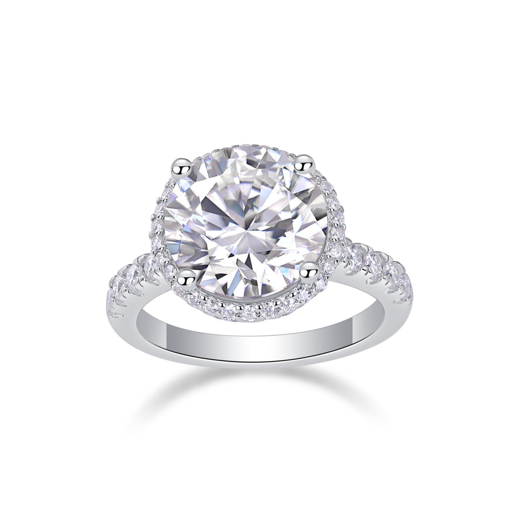 Starlace 5 Carat Moissanite Halo Ring in Sterling Silver