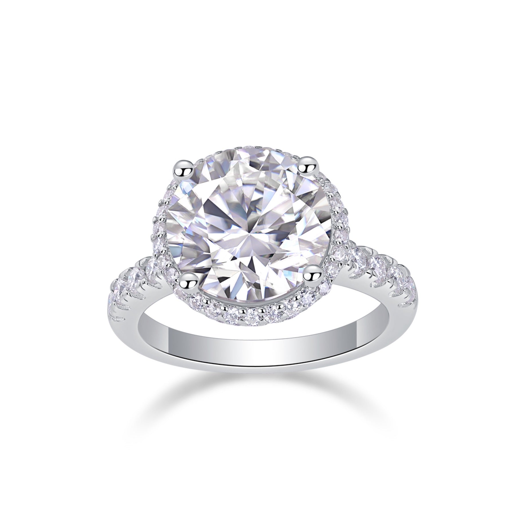 Starlace 5 Carat Moissanite Halo Ring in Sterling Silver