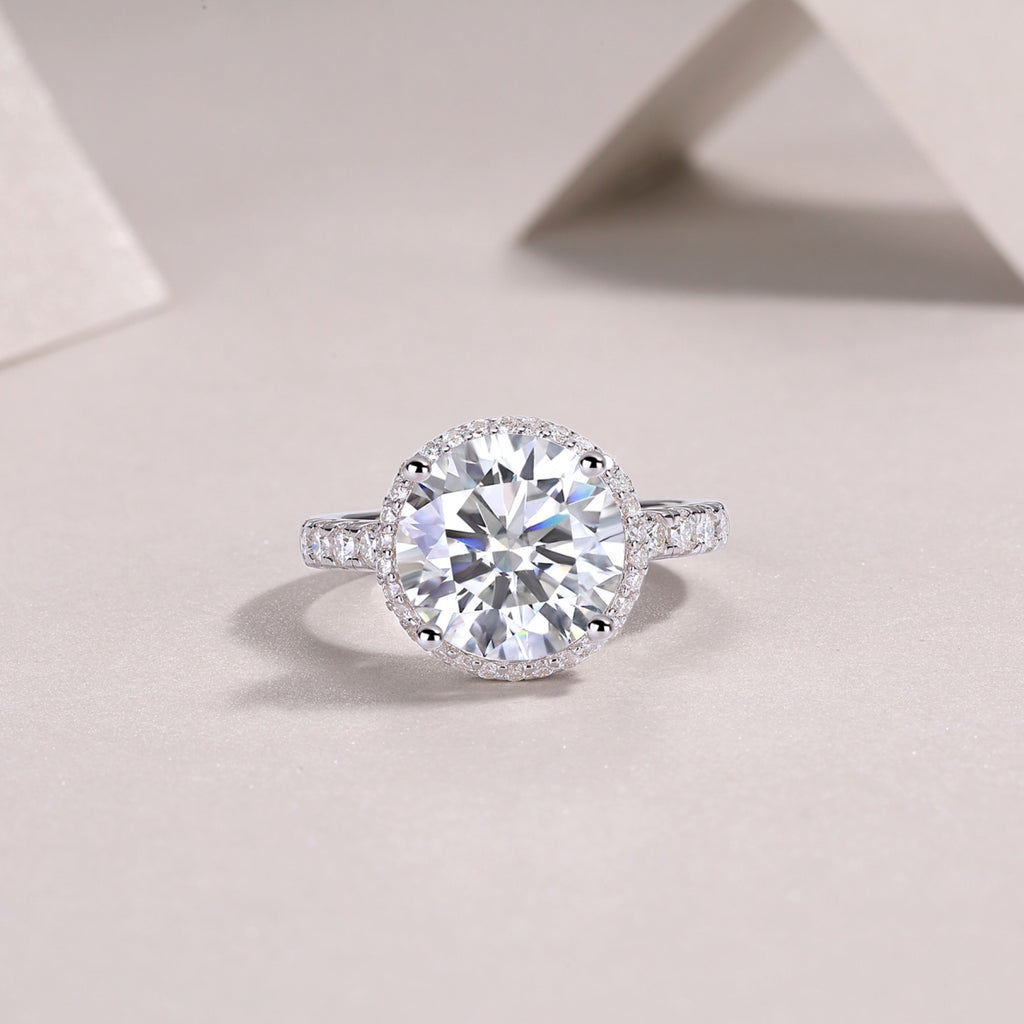 Starlace 5 Carat Moissanite Halo Ring in Sterling Silver