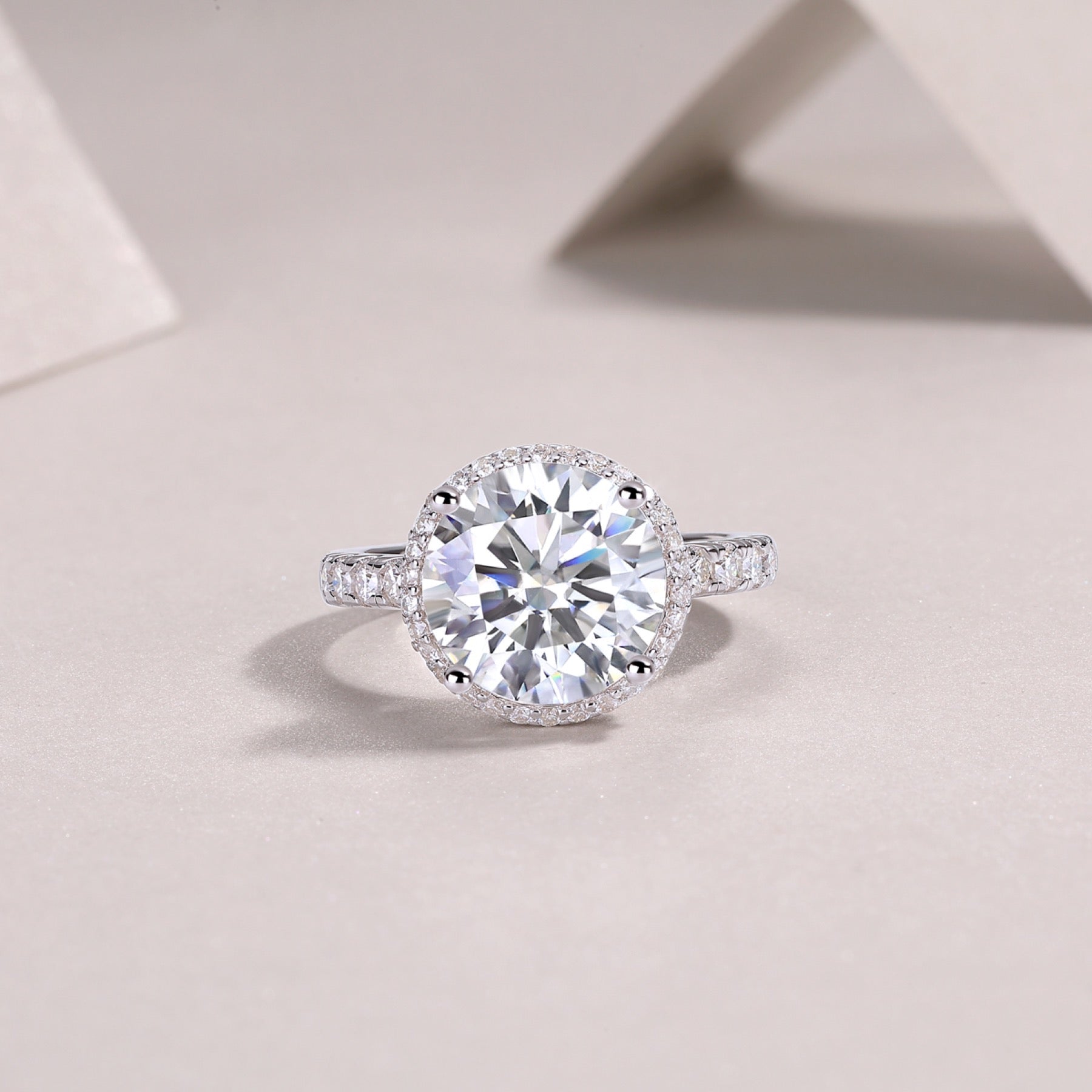 Starlace 5 Carat Moissanite Halo Ring in Sterling Silver