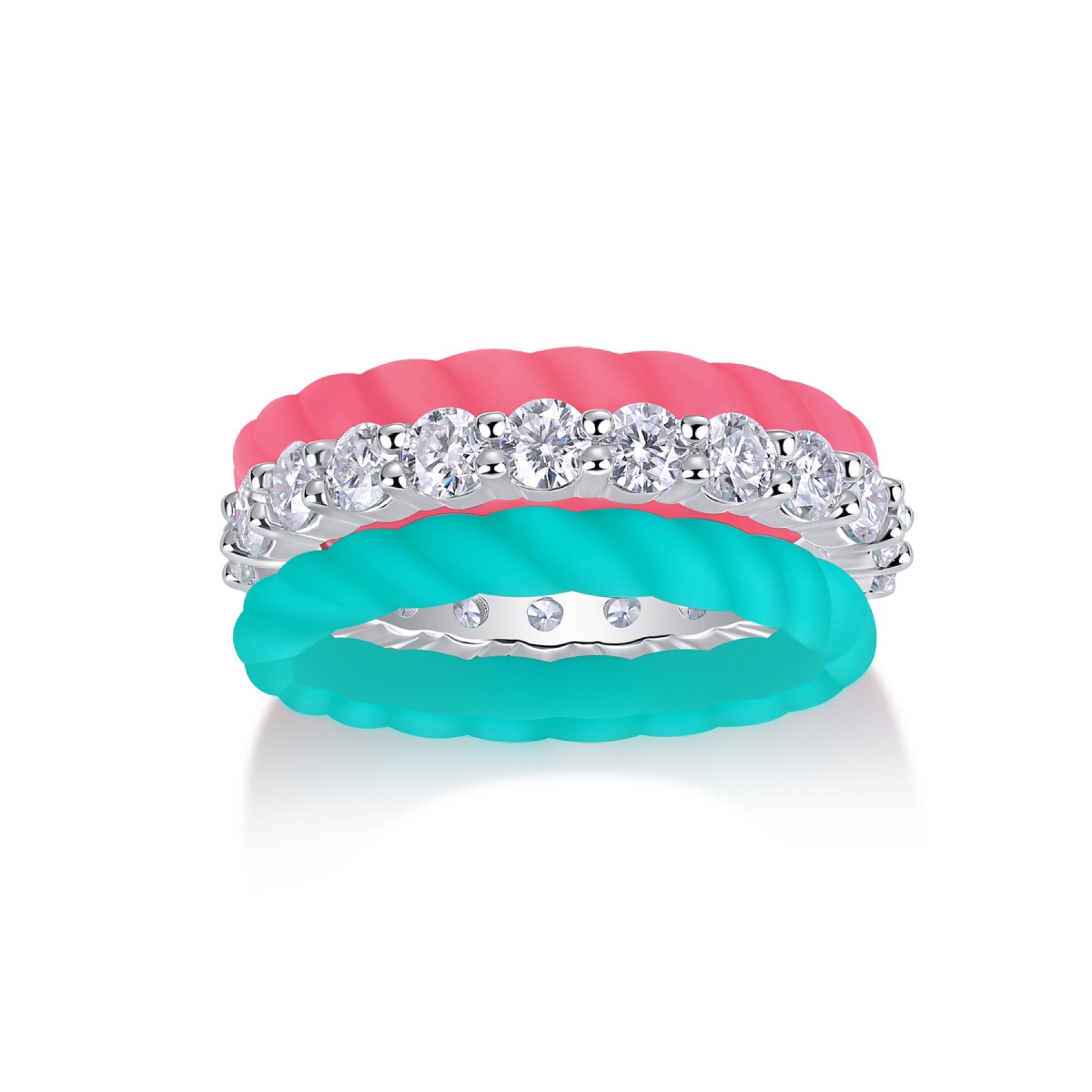 Candy Moissanite Enamel Band Ring in Sterling Silver