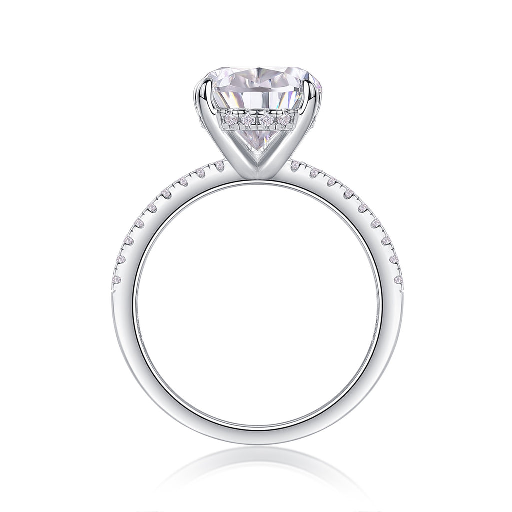 Waterheart Pear-Cut Moissanite Halo Ring in Sterling Silver
