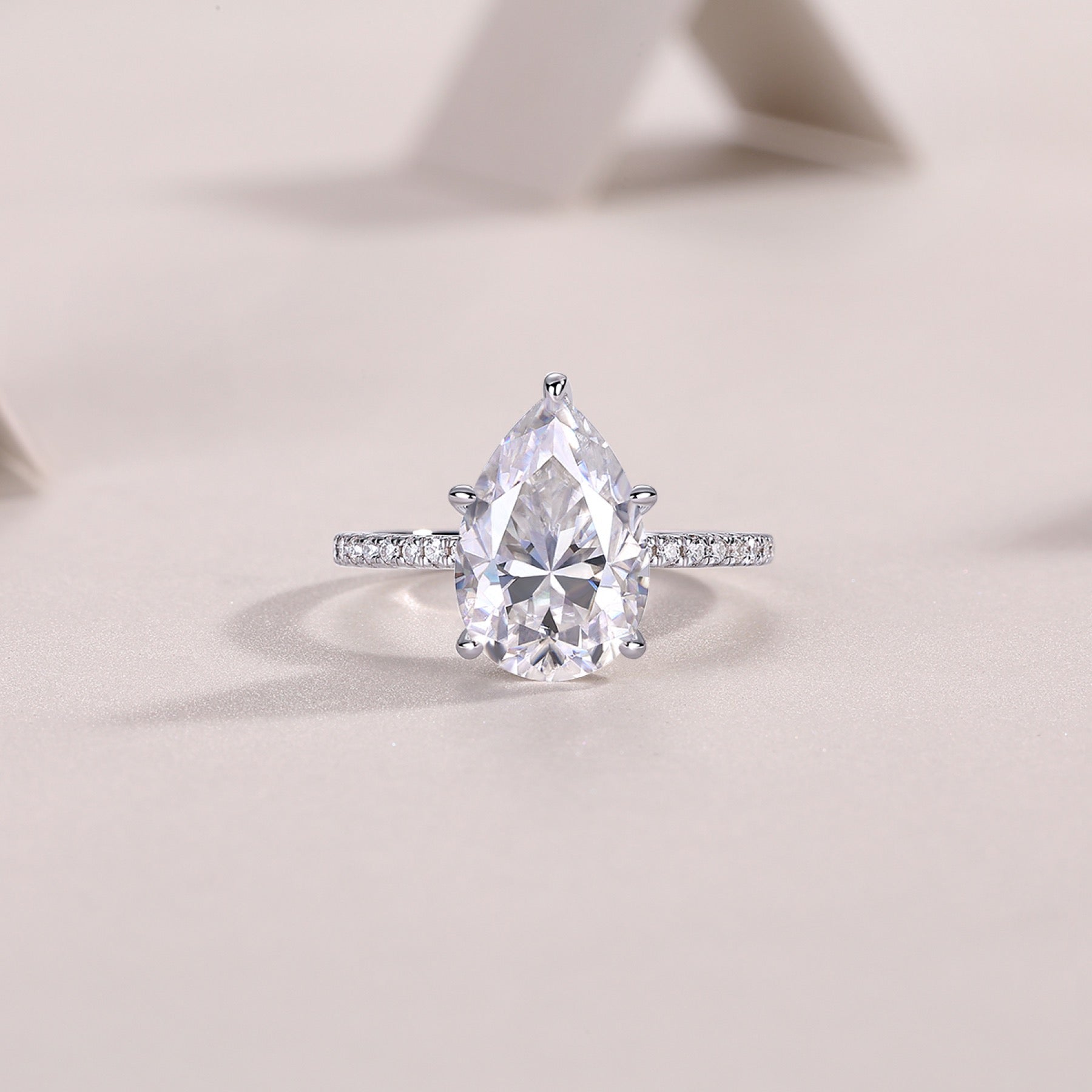 Waterheart Pear-Cut Moissanite Halo Ring in Sterling Silver