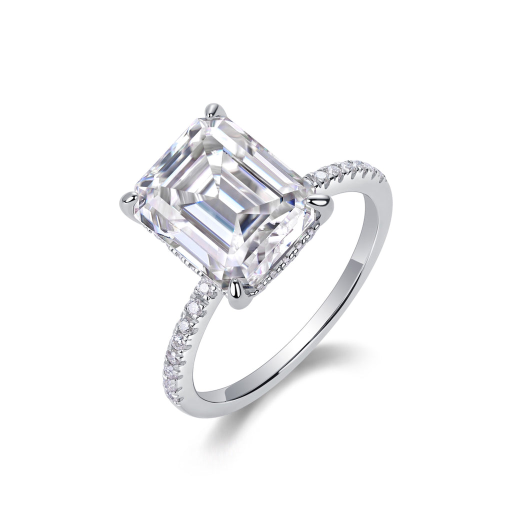 Metropole Emerald-Cut Moissanite Solitaire Ring in Sterling Silver