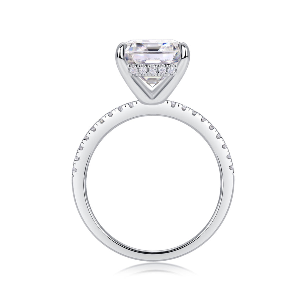 Metropole Emerald-Cut Moissanite Solitaire Ring in Sterling Silver