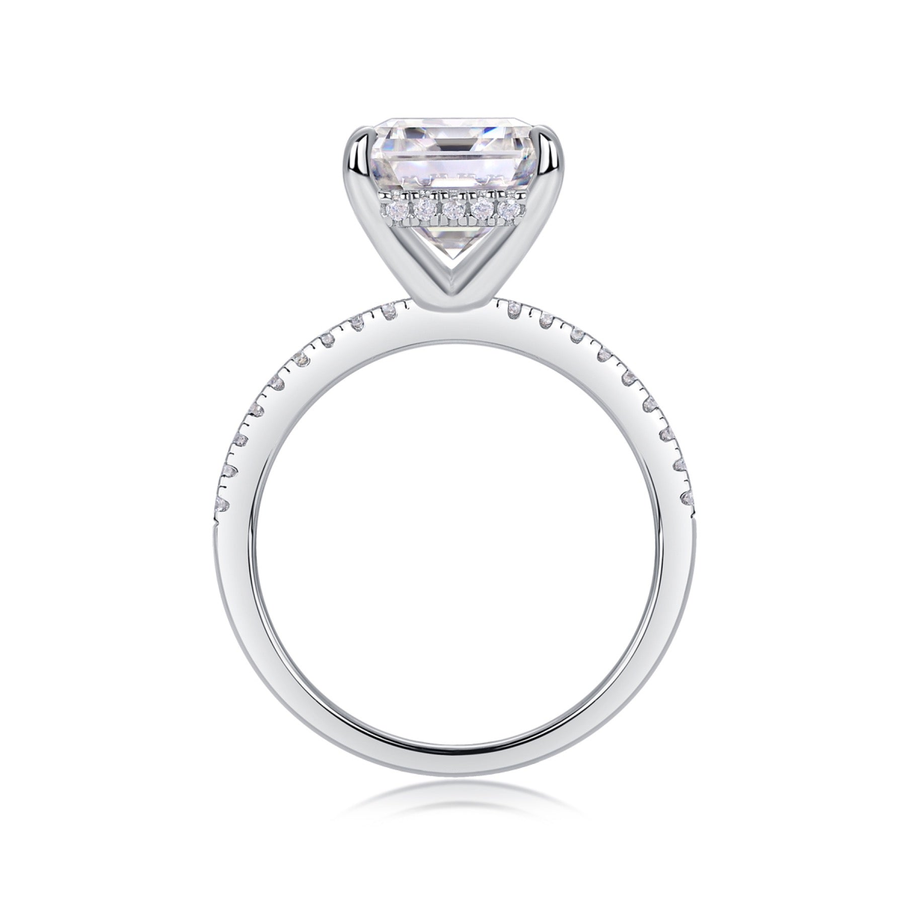 Metropole Emerald-Cut Moissanite Solitaire Ring in Sterling Silver