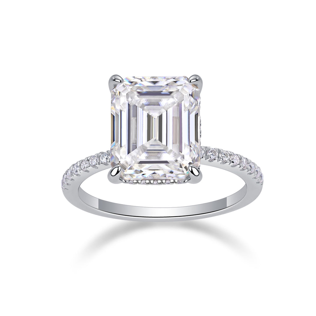 Metropole Emerald-Cut Moissanite Solitaire Ring in Sterling Silver
