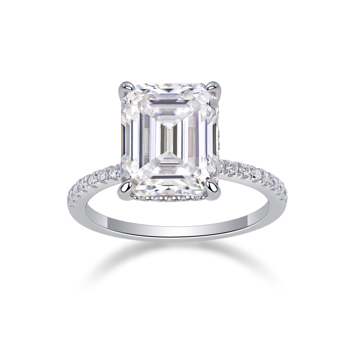 Metropole 5 Carat Emerald-Cut Moissanite Solitaire Ring in Sterling Silver