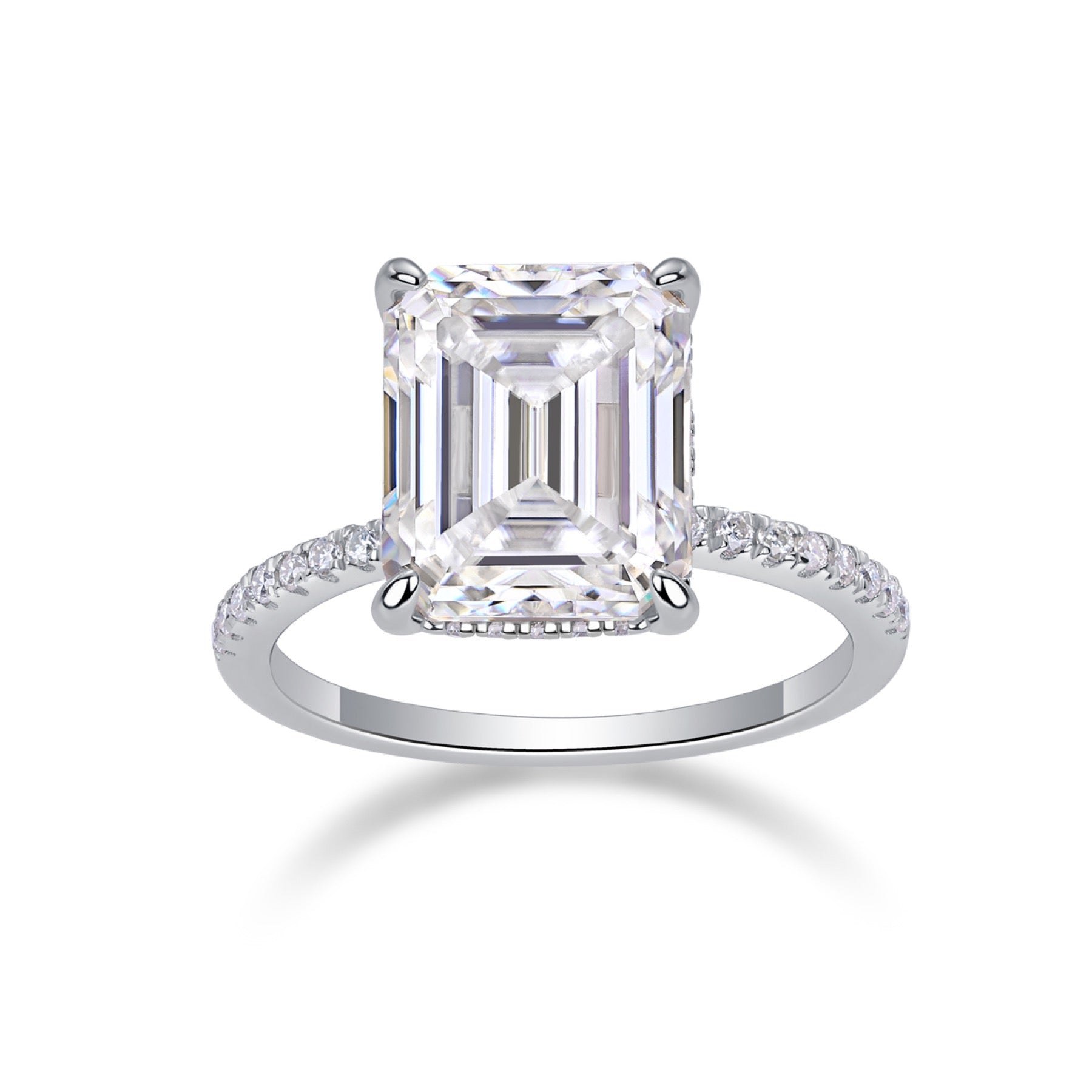 Metropole Emerald-Cut Moissanite Solitaire Ring in Sterling Silver