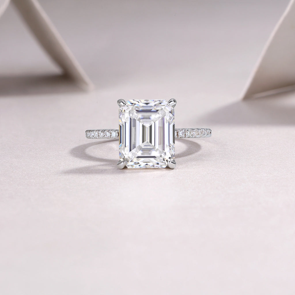 Metropole Emerald-Cut Moissanite Solitaire Ring in Sterling Silver