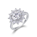 Girasole 3 Carat Moissanite Halo Ring in Sterling Silver