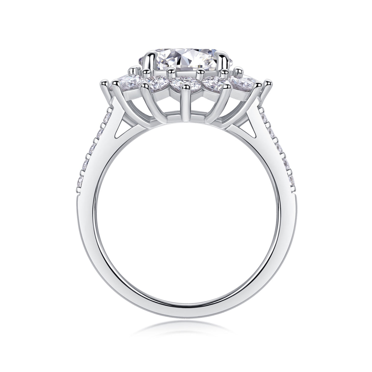 Girasole 3 Carat Moissanite Halo Ring in Sterling Silver