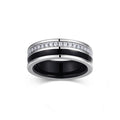 Noir Moissanite Enamel Band Ring in Sterling Silver