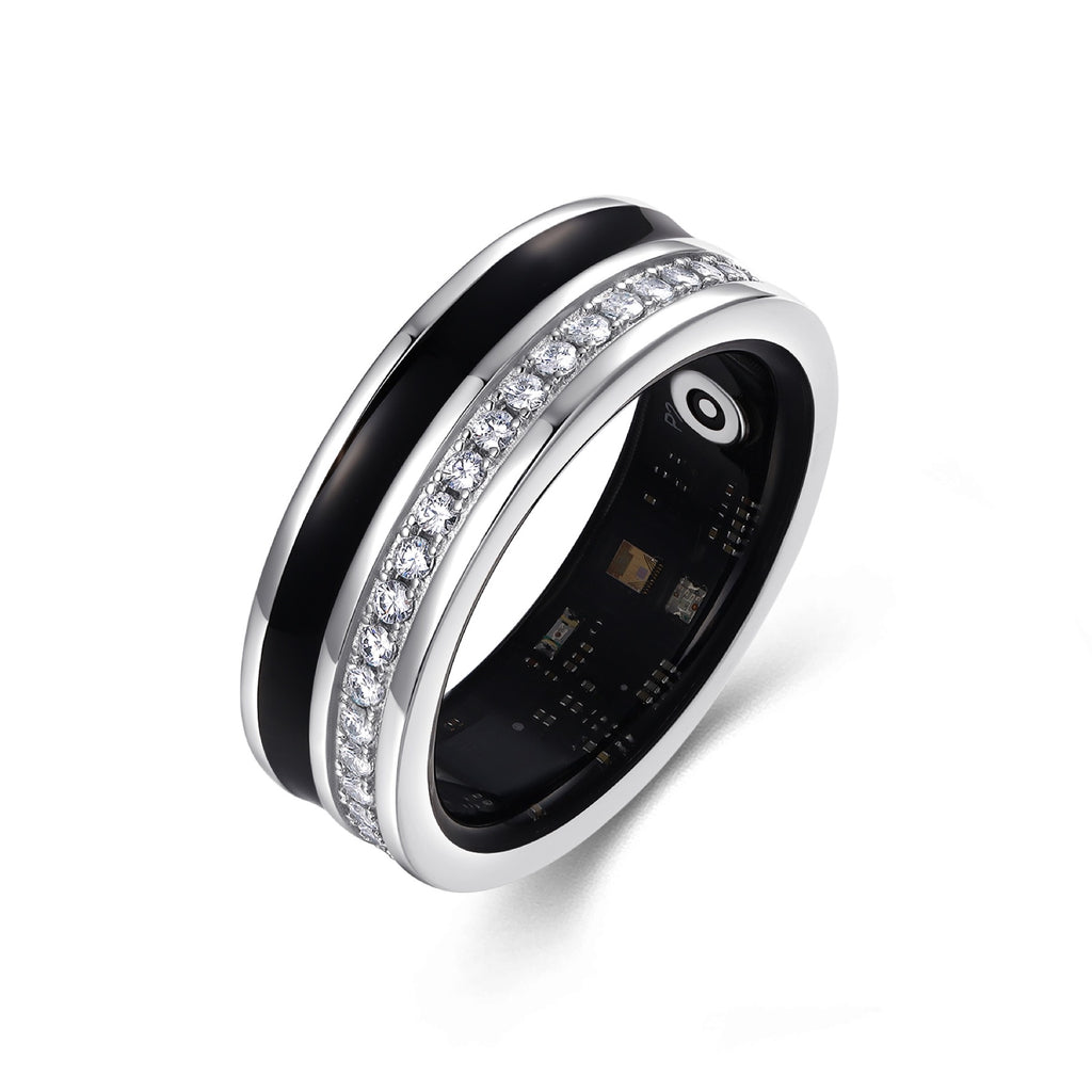 Noir Moissanite Enamel Band Ring in Sterling Silver