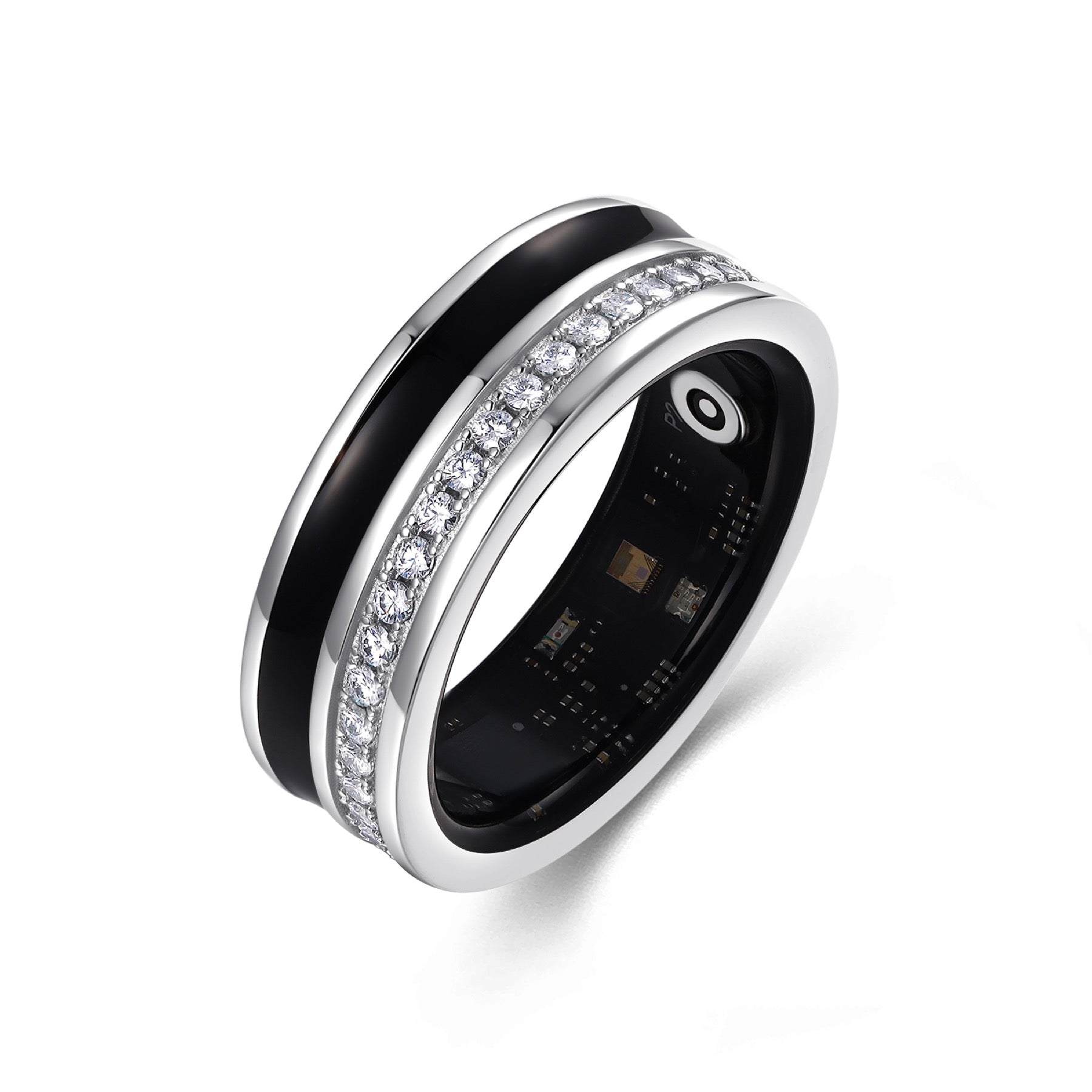 Noir Moissanite Enamel Band Ring in Sterling Silver