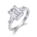 Reflekt Emerald-Cut Moissanite Three-Stone Ring in Sterling Silver