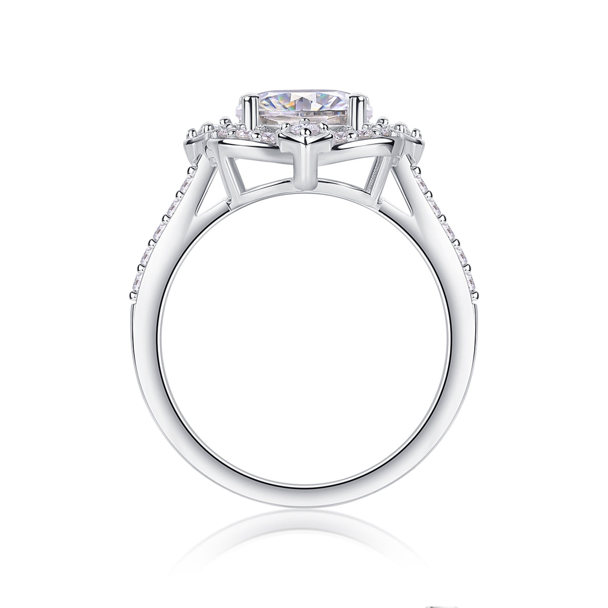 Camelia 3 Carat Oval-Cut Moissanite Halo Ring in Sterling Silver