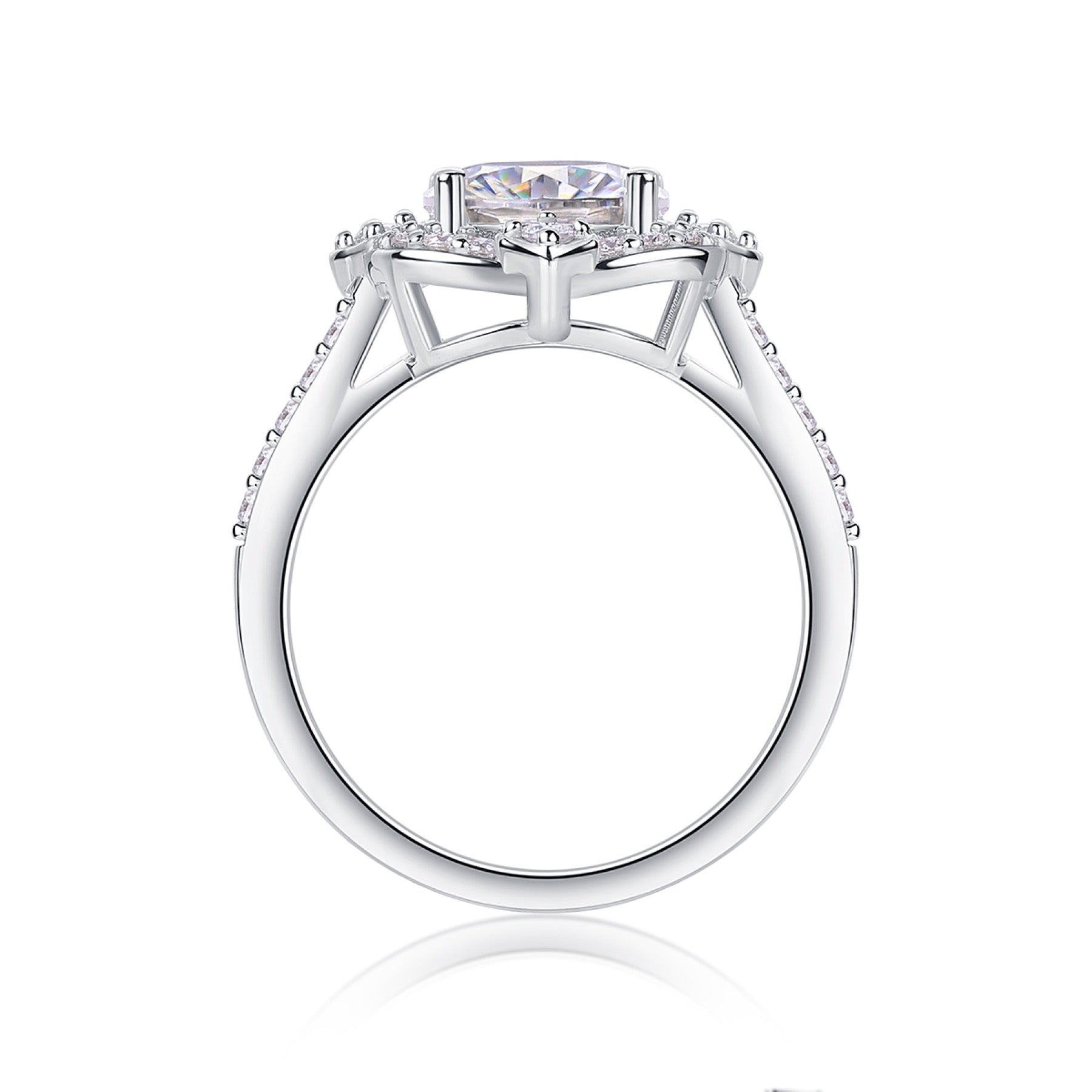 Camelia Oval-Cut Moissanite Halo Ring in Sterling Silver
