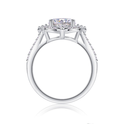 Camelia Oval-Cut Moissanite Halo Ring in Sterling Silver