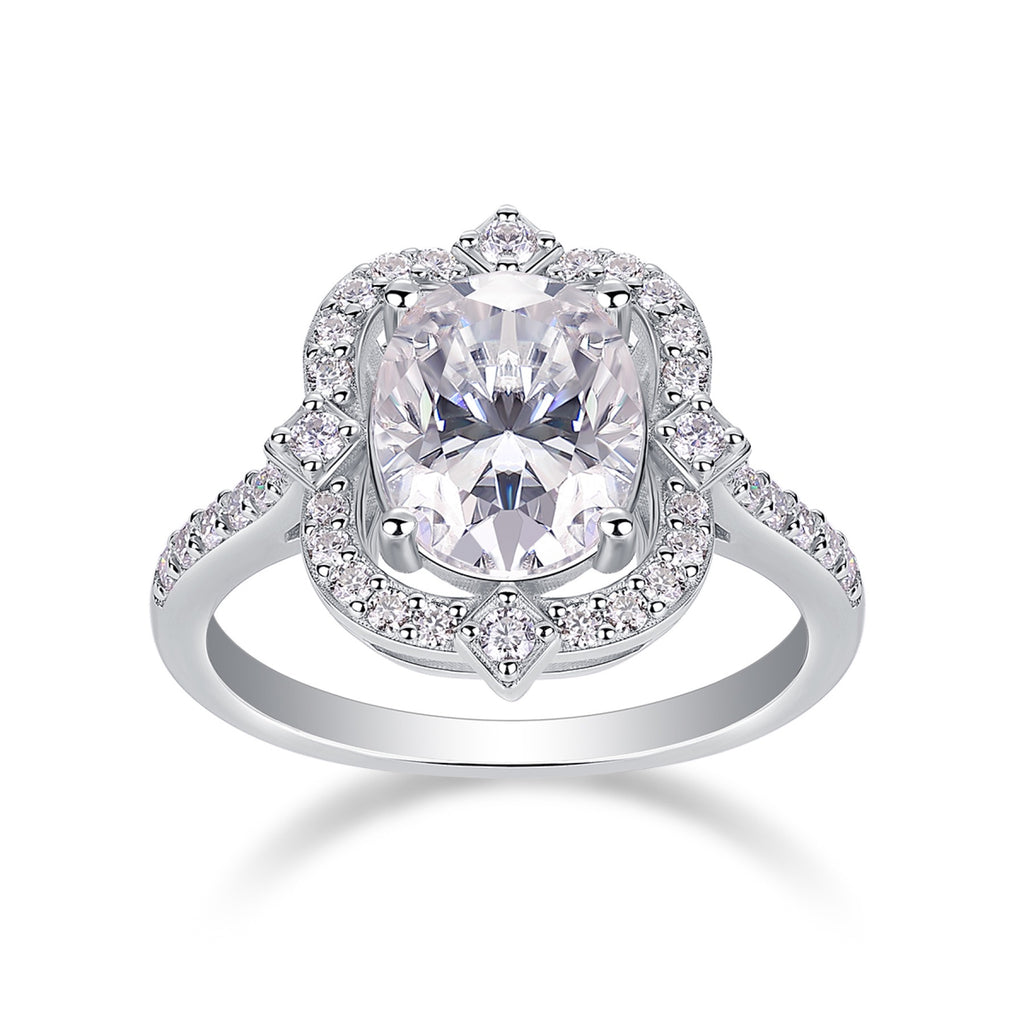 Camelia Oval-Cut Moissanite Halo Ring in Sterling Silver