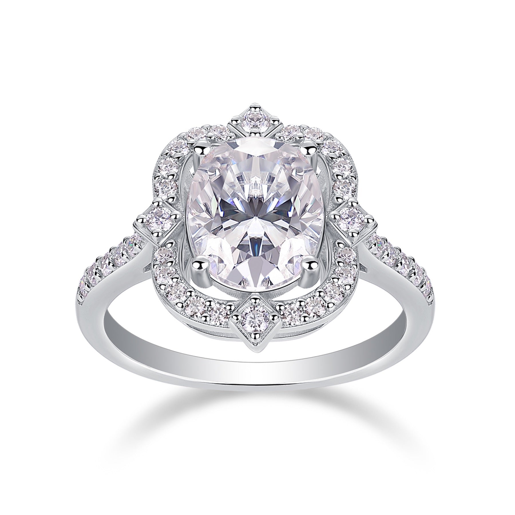 Camelia Oval-Cut Moissanite Halo Ring in Sterling Silver