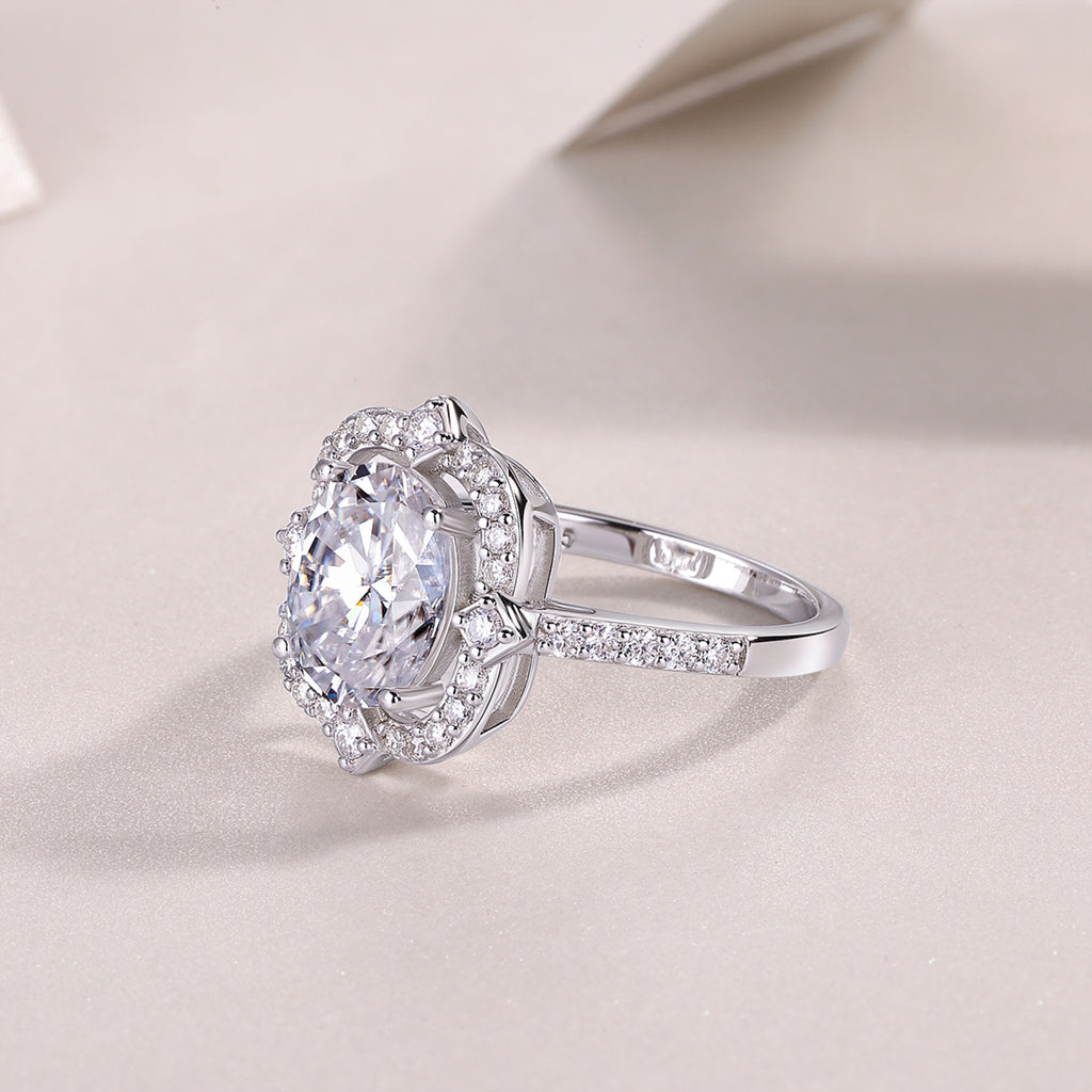 Camelia Oval-Cut Moissanite Halo Ring in Sterling Silver