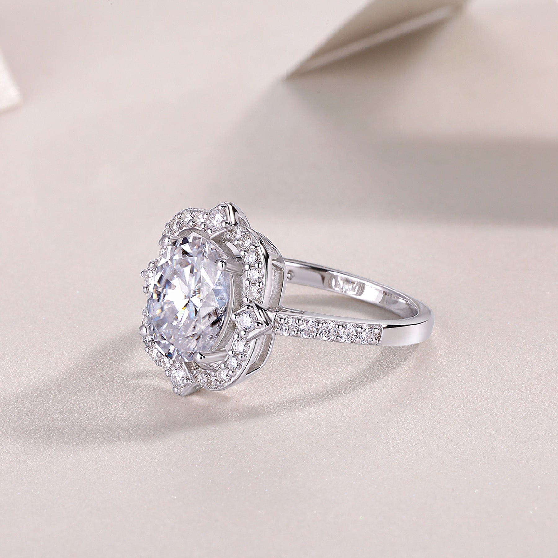 Camelia Oval-Cut Moissanite Halo Ring in Sterling Silver