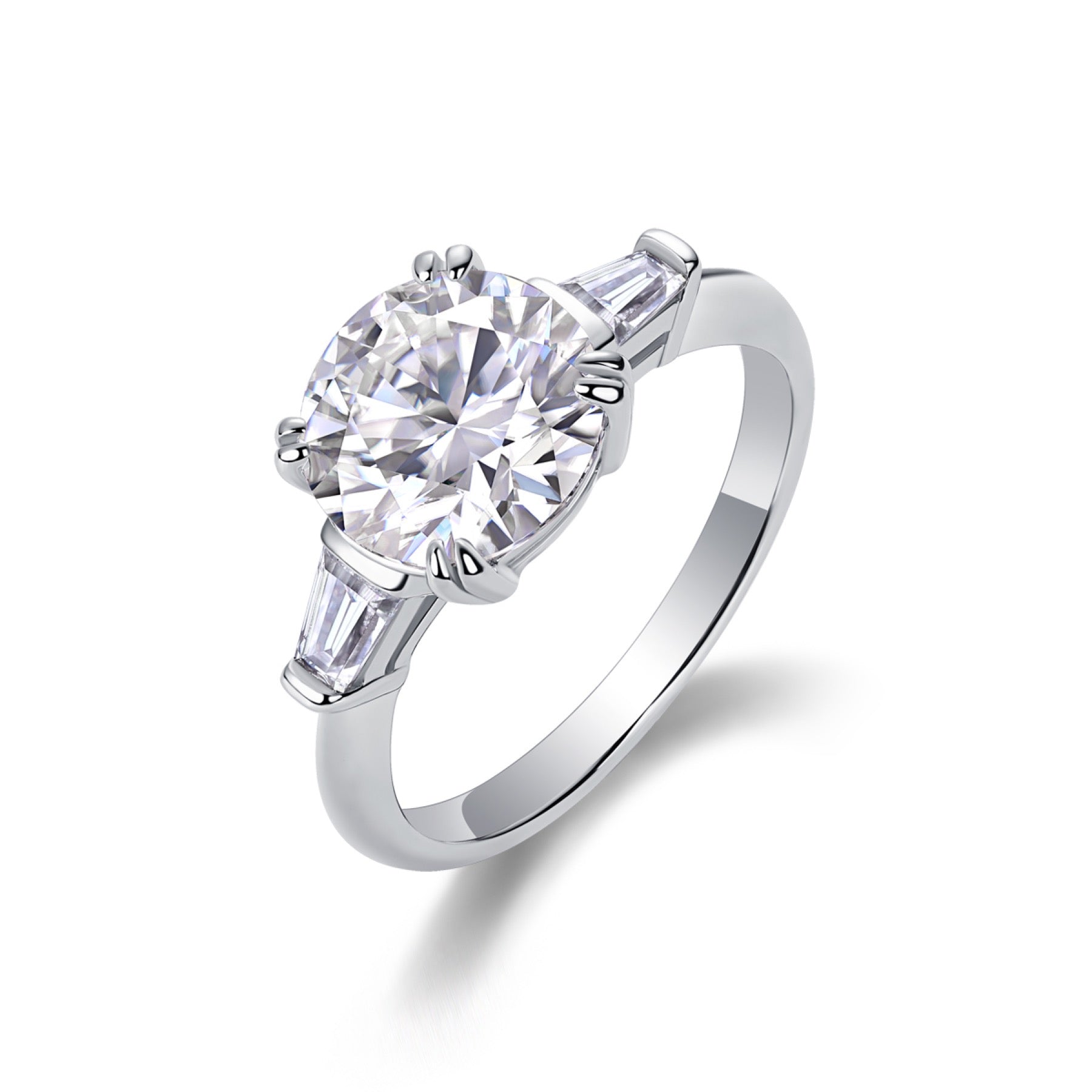 Everstep 3 Carat Moissanite Three-Stone Ring in Sterling Silver