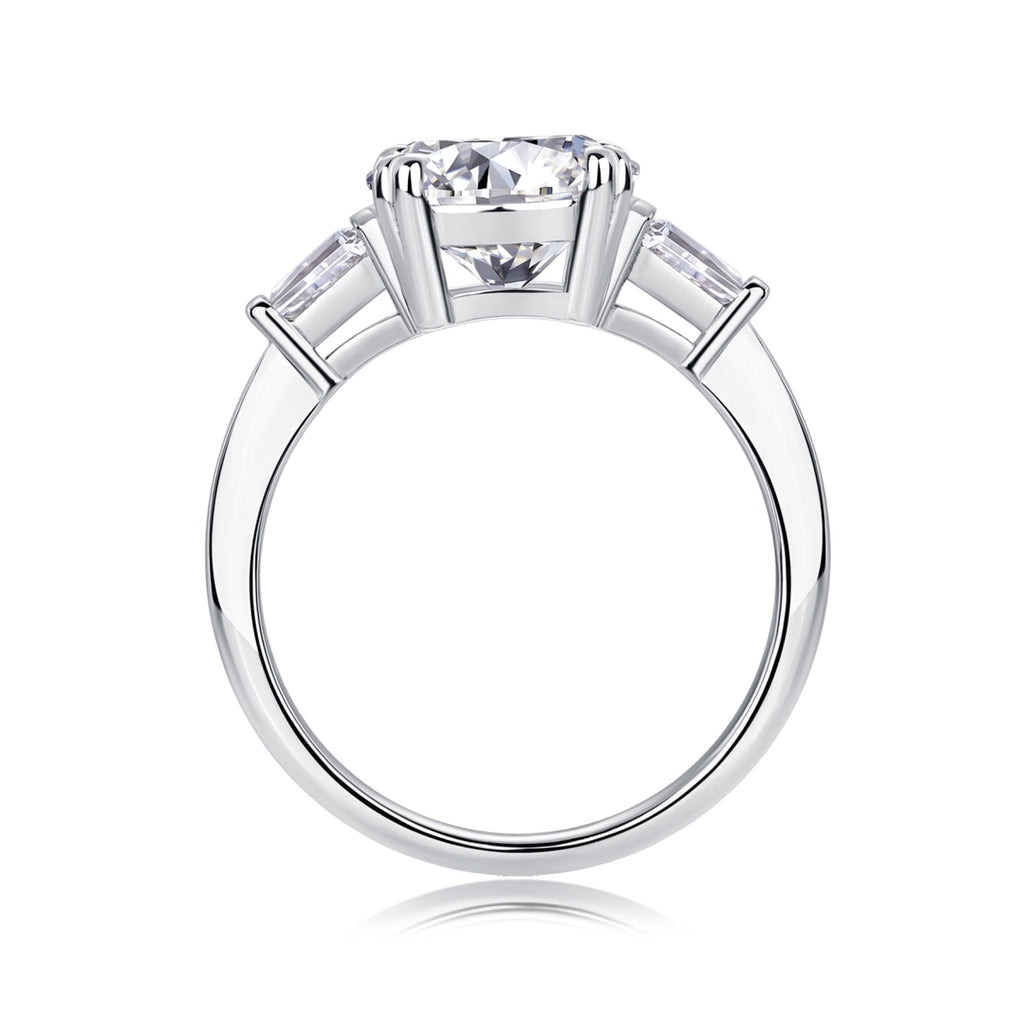 Everstep 3 Carat Moissanite Three-Stone Ring in Sterling Silver