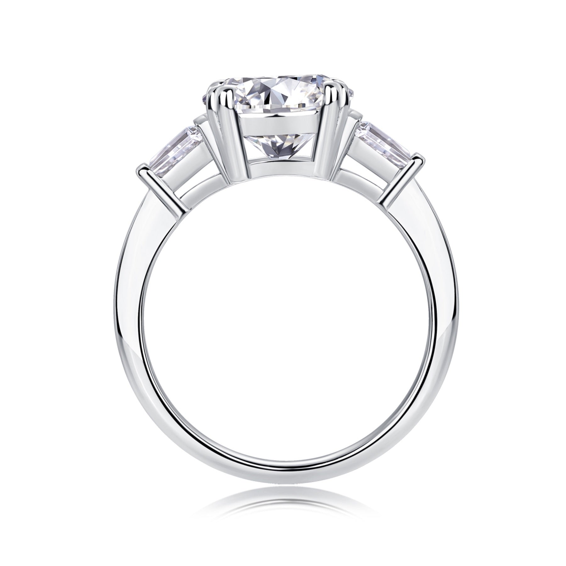 Everstep 3 Carat Moissanite Three-Stone Ring in Sterling Silver