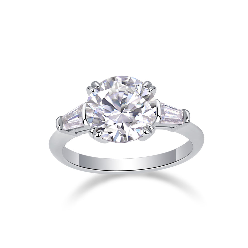 Everstep 3 Carat Moissanite Three-Stone Ring in Sterling Silver