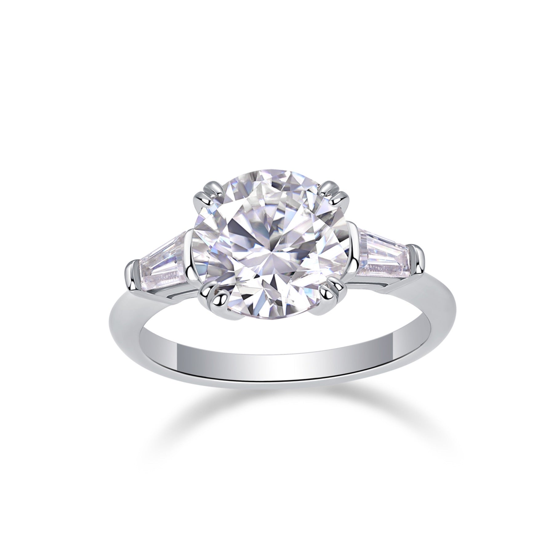 Everstep 3 Carat Moissanite Three-Stone Ring in Sterling Silver
