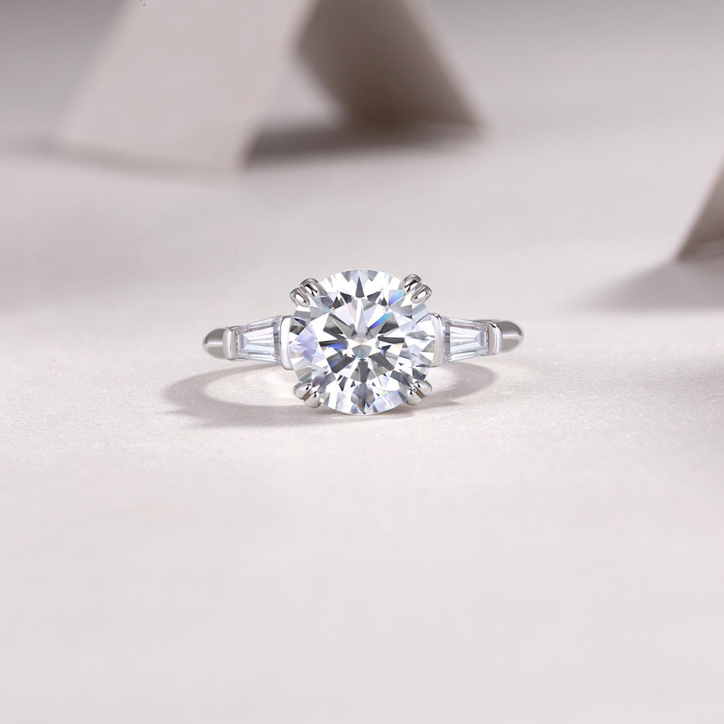 Everstep 3 Carat Moissanite Three-Stone Ring in Sterling Silver
