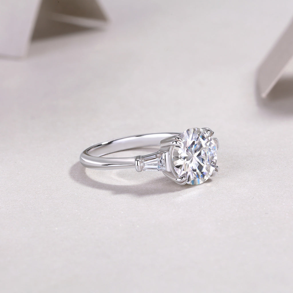 Everstep 3 Carat Moissanite Three-Stone Ring in Sterling Silver