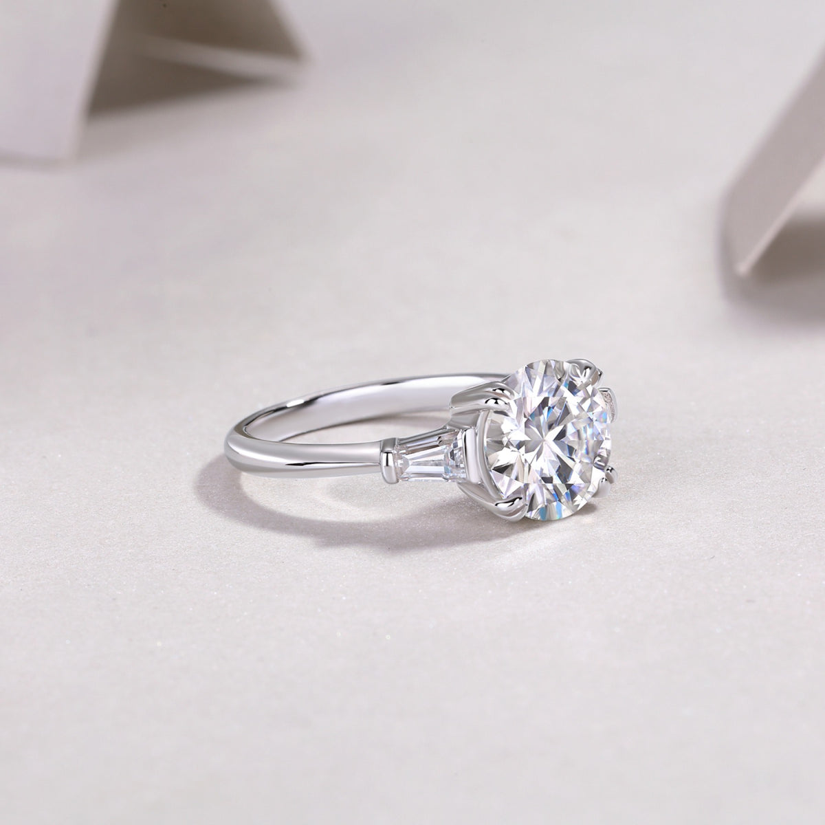 Everstep 3 Carat Moissanite Three-Stone Ring in Sterling Silver