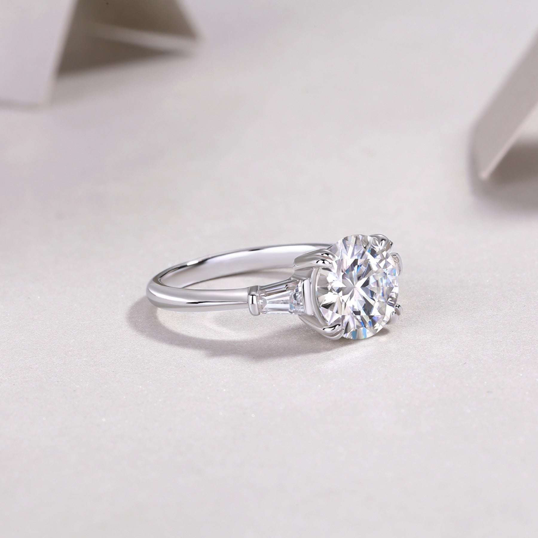 Everstep 3 Carat Moissanite Three-Stone Ring in Sterling Silver