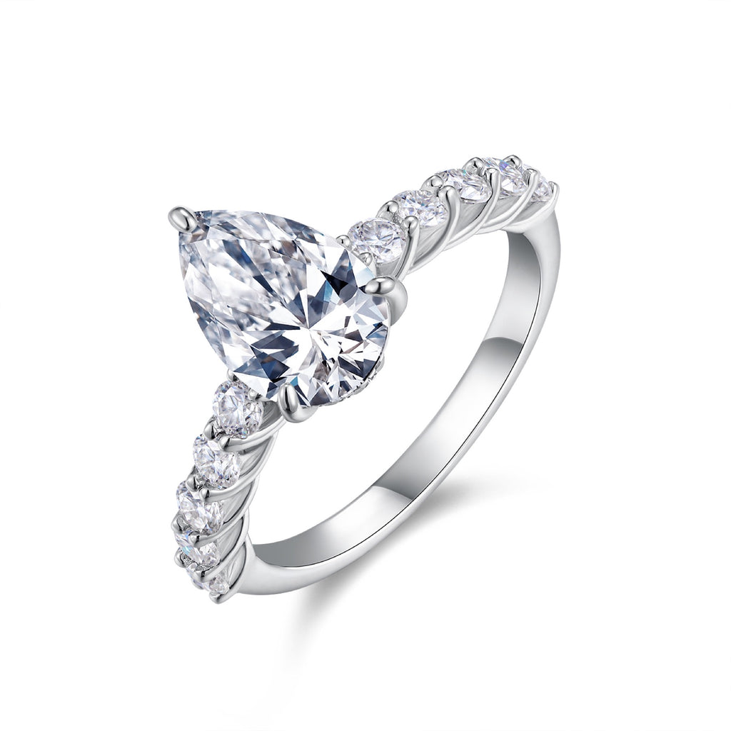 Moondrop Pear-Cut Moissanite Solitaire Ring in Sterling Silver