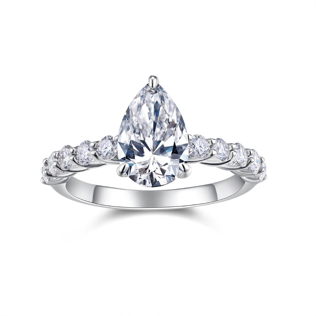 Moondrop Pear-Cut Moissanite Solitaire Ring in Sterling Silver