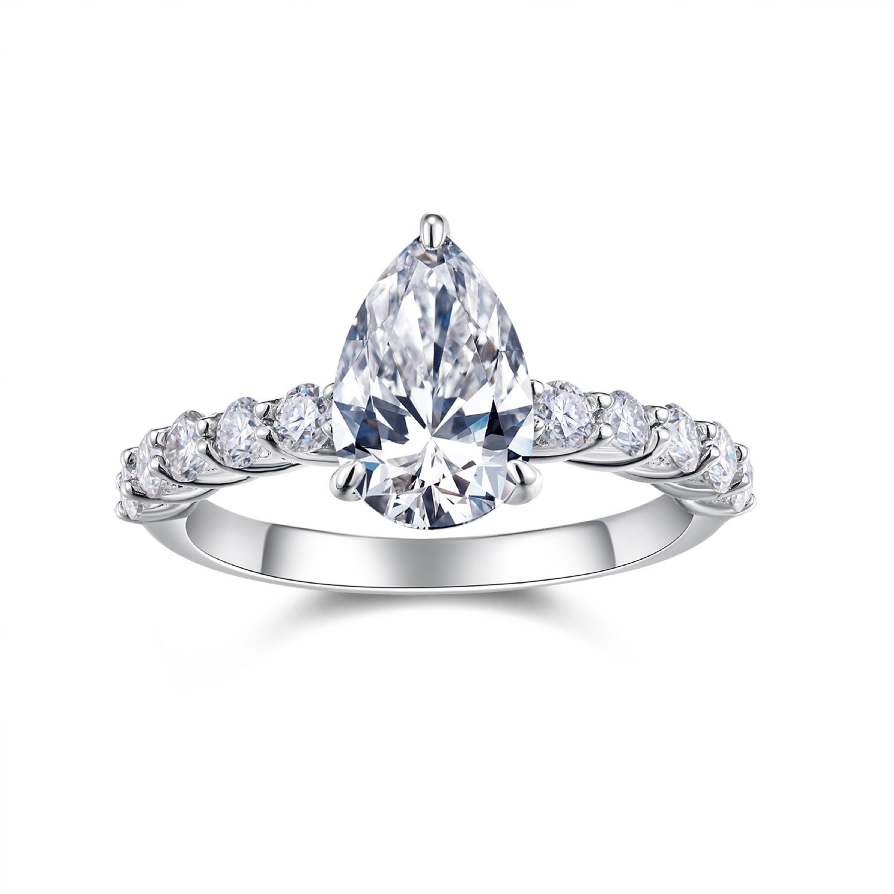 Moondrop Pear-Cut Moissanite Solitaire Ring in Sterling Silver