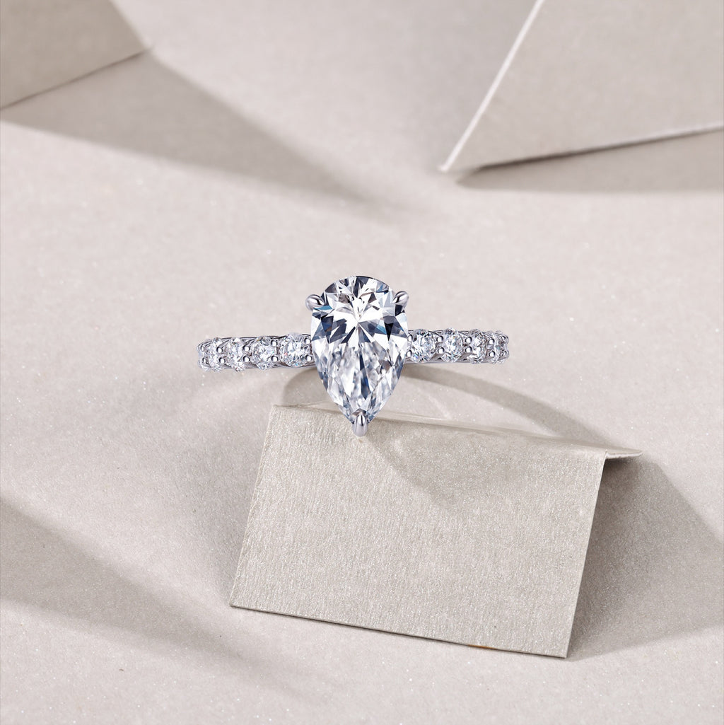 Moondrop Pear-Cut Moissanite Solitaire Ring in Sterling Silver