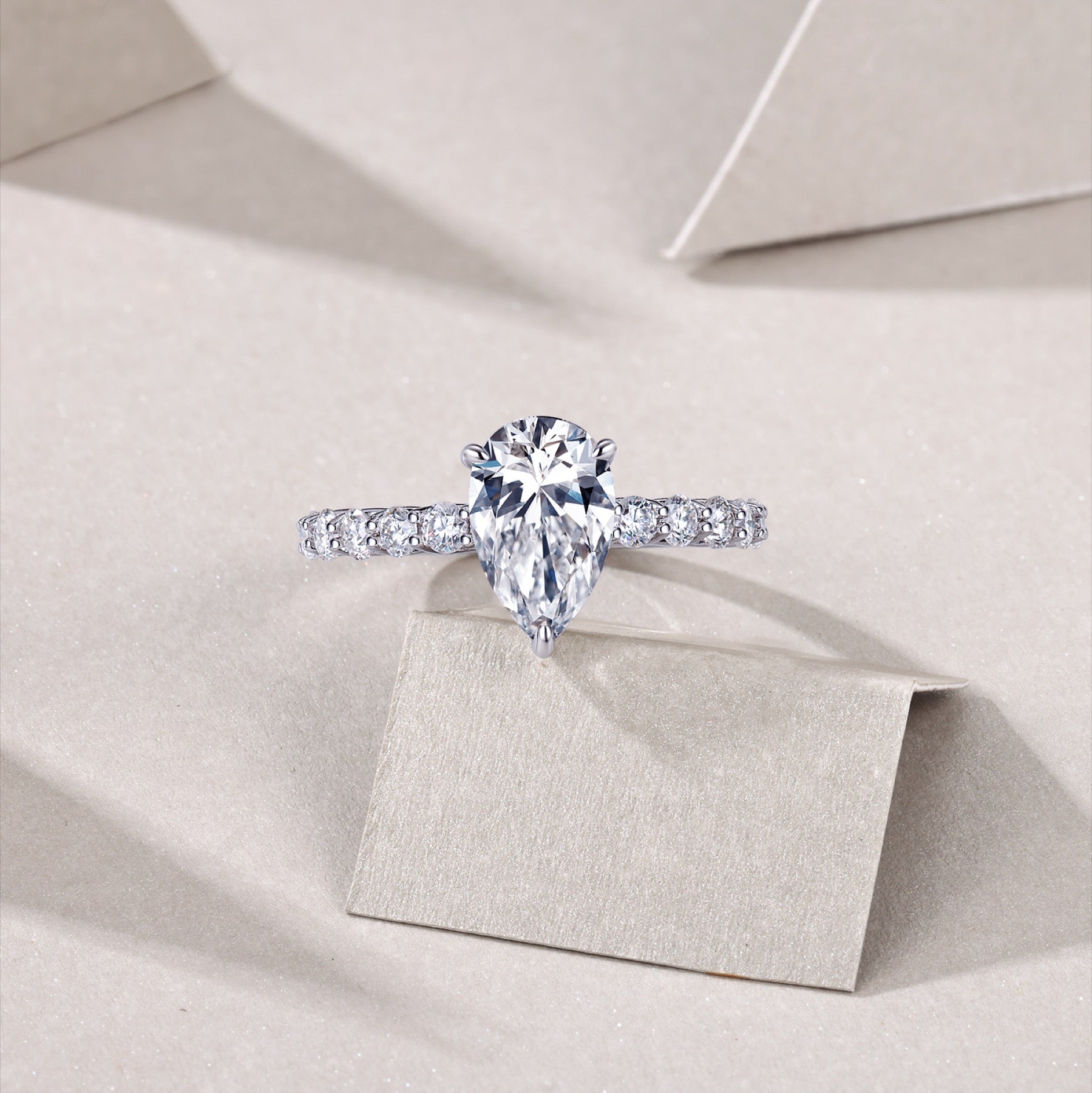 Moondrop Pear-Cut Moissanite Solitaire Ring in Sterling Silver
