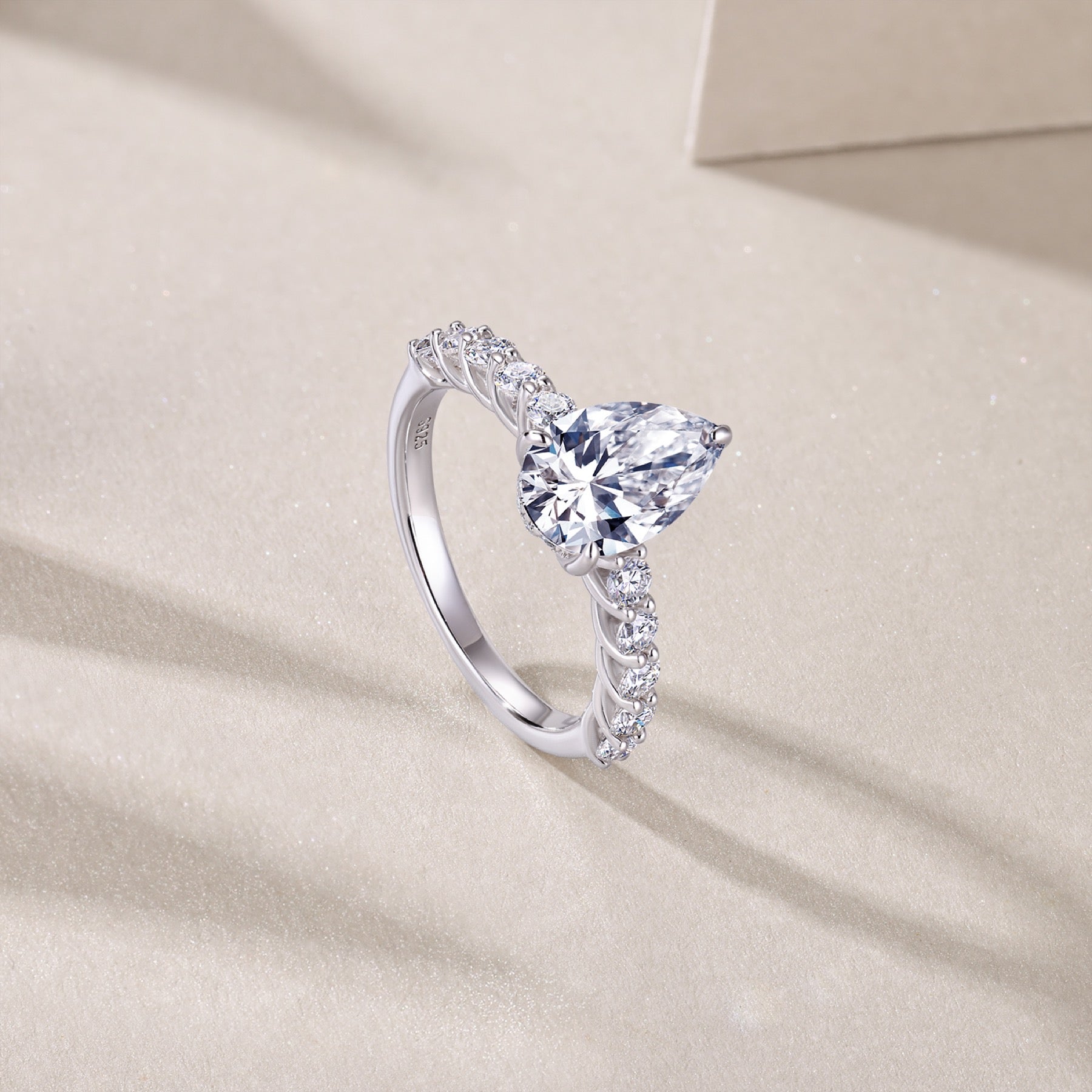 Moondrop Pear-Cut Moissanite Solitaire Ring in Sterling Silver
