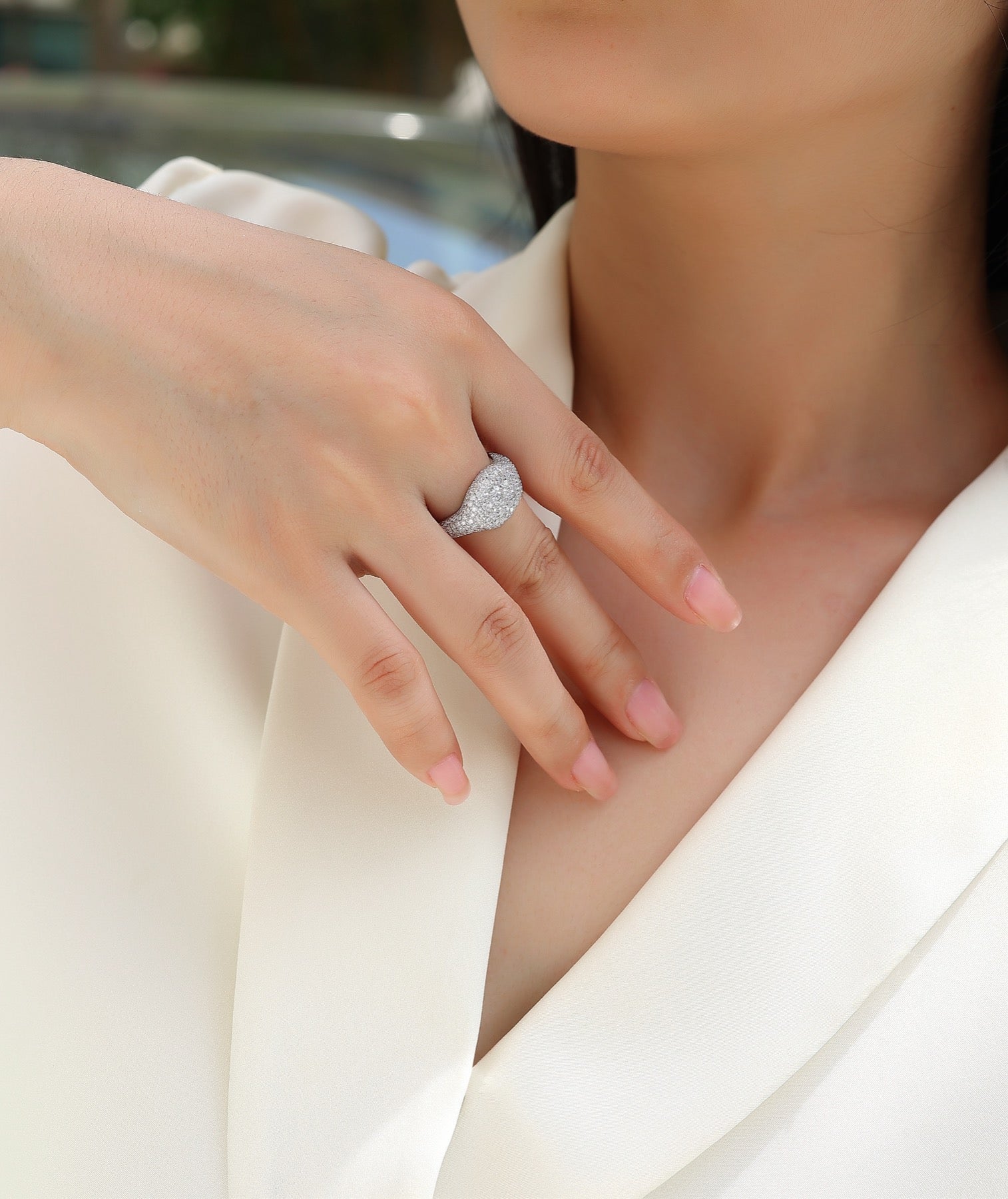 Frenzy Moissanite Band Ring in Sterling Silver