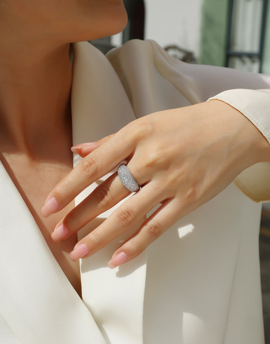 Nightsky Moissanite Band Ring in Sterling Silver