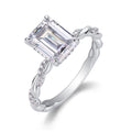 Chaselight Emerald-Cut Moissanite Solitaire Ring in Sterling Silver